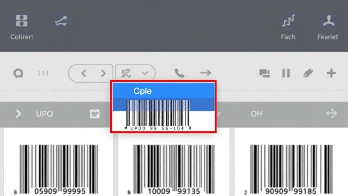 dropdown menu showing various barcode formats like UPC, QR, and Code 128 in an online tool dropdown menu showing various barcode formats like UPC, QR, and Code 128 in an online tool