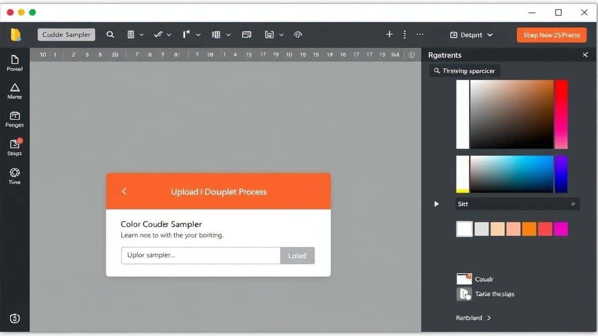 upload process download steps modern interface with color sampler tool