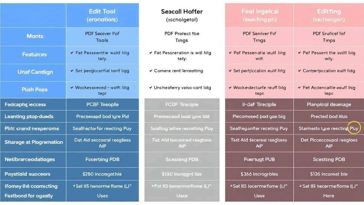 side by side comparison table showing features of different pdf tools with edittools highlighted side by side comparison table showing features of different pdf tools with edittools highlighted