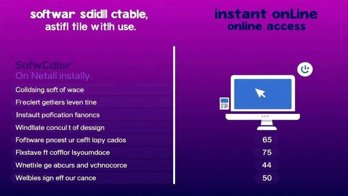Comparison chart showing software installation time versus instant online access