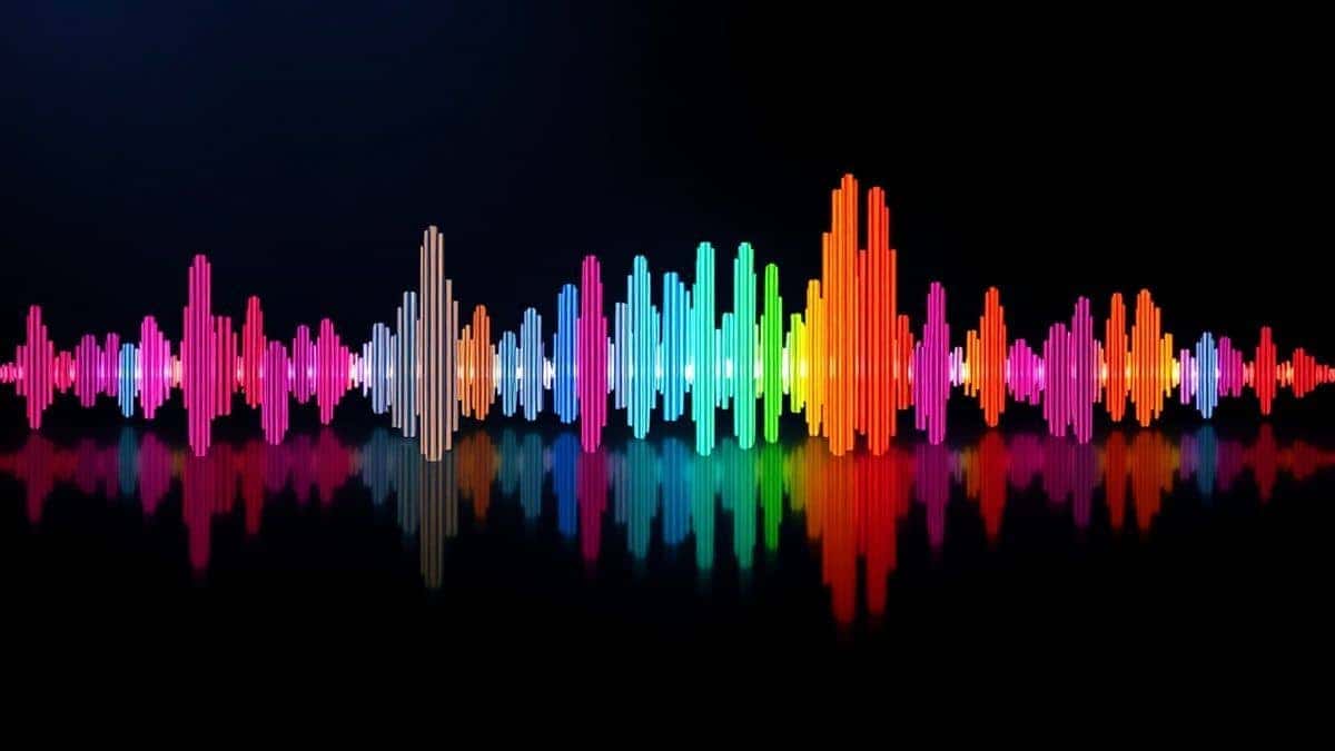 colorful audio waveform visualization showing reversed pattern creative effect colorful audio waveform visualization showing reversed pattern creative effect