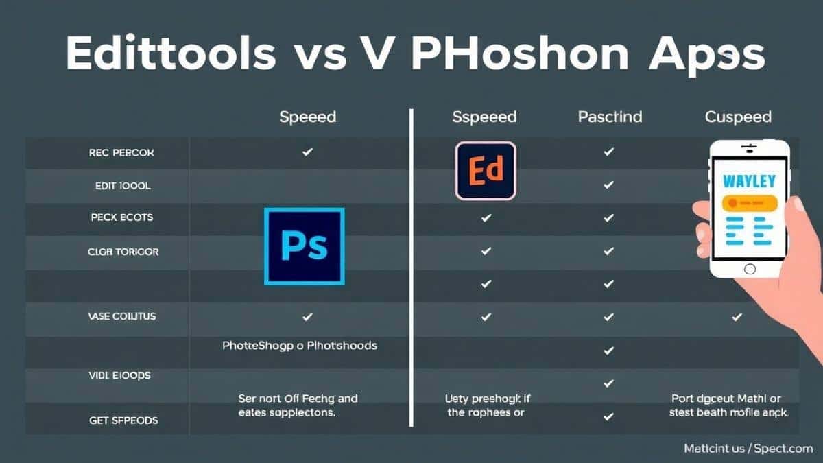 comparison infographic showing edittools vs photoshop vs mobile apps on speed cost and ease comparison infographic showing edittools vs photoshop vs mobile apps on speed cost and ease
