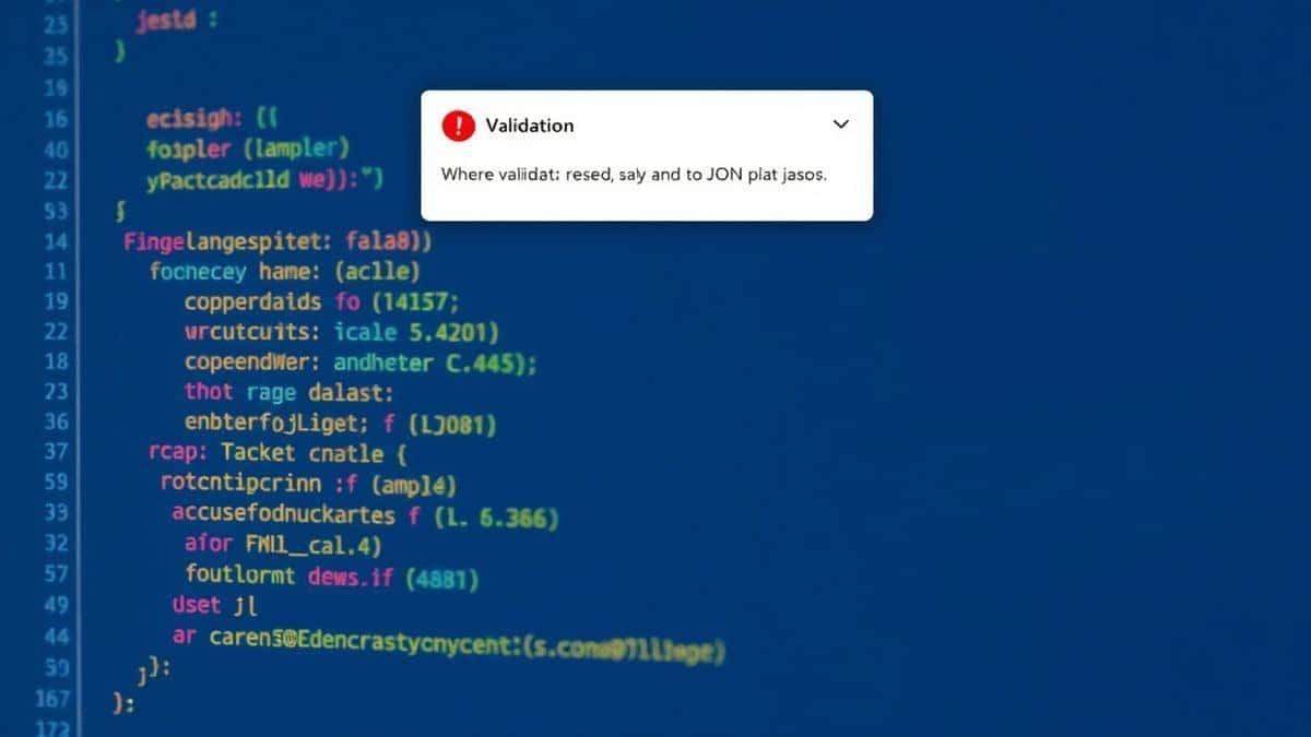close up of the validation feature showing error highlighting in JSON