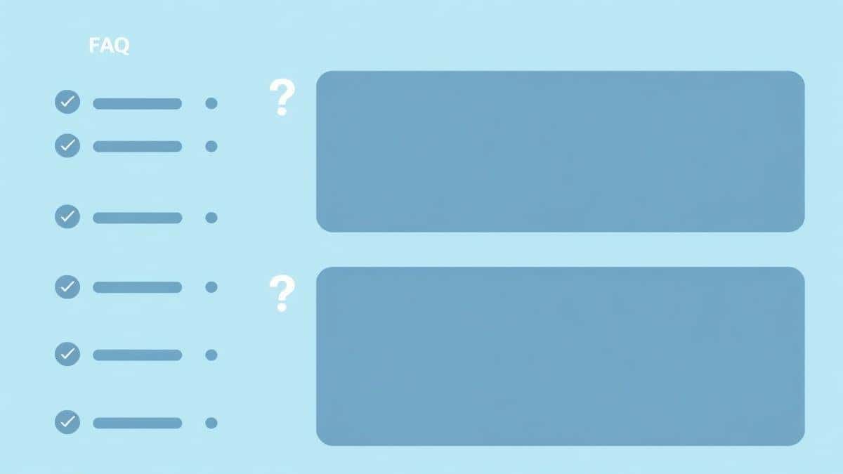 A clean FAQ interface design with question marks and expandable question boxes on a light blue background A clean FAQ interface design with question marks and expandable question boxes on a light blue background