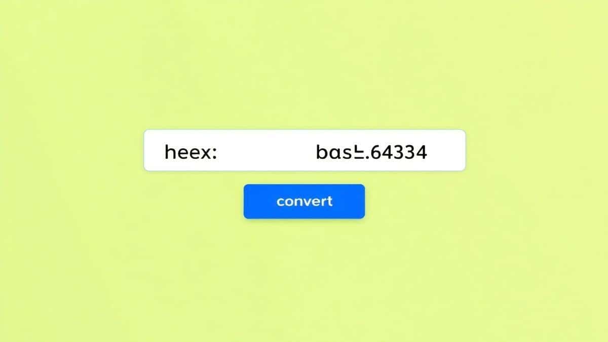 modern web-based hex to base64 converter tool showing input and output fields with clean minimalist design