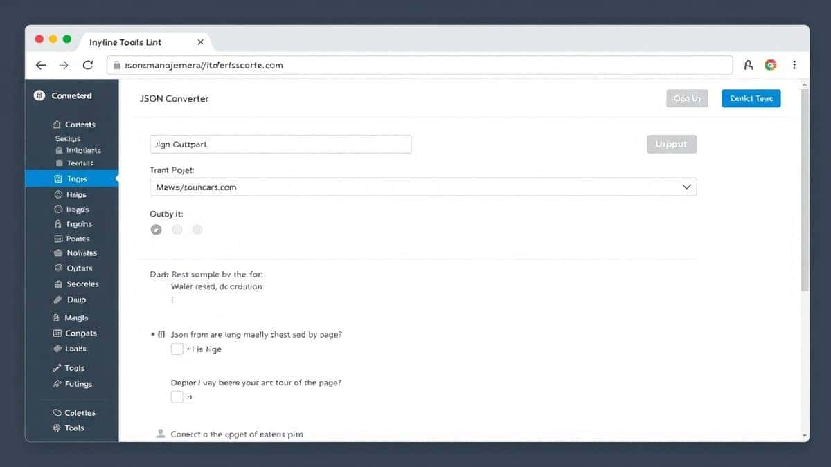 modern online tool interface with input and output panels clean ui browser based json converter