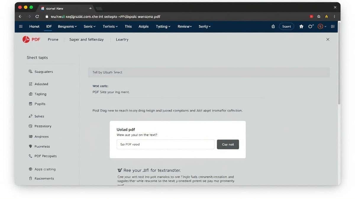 clean modern web interface showing pdf upload area for ocr text extraction with drag and drop feature