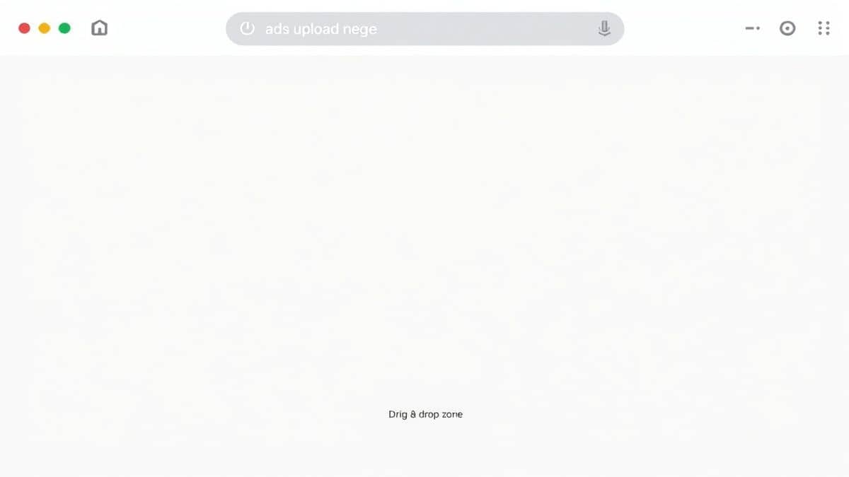 A clean, modern browser interface showing a video upload area with a drag and drop zone on a white background