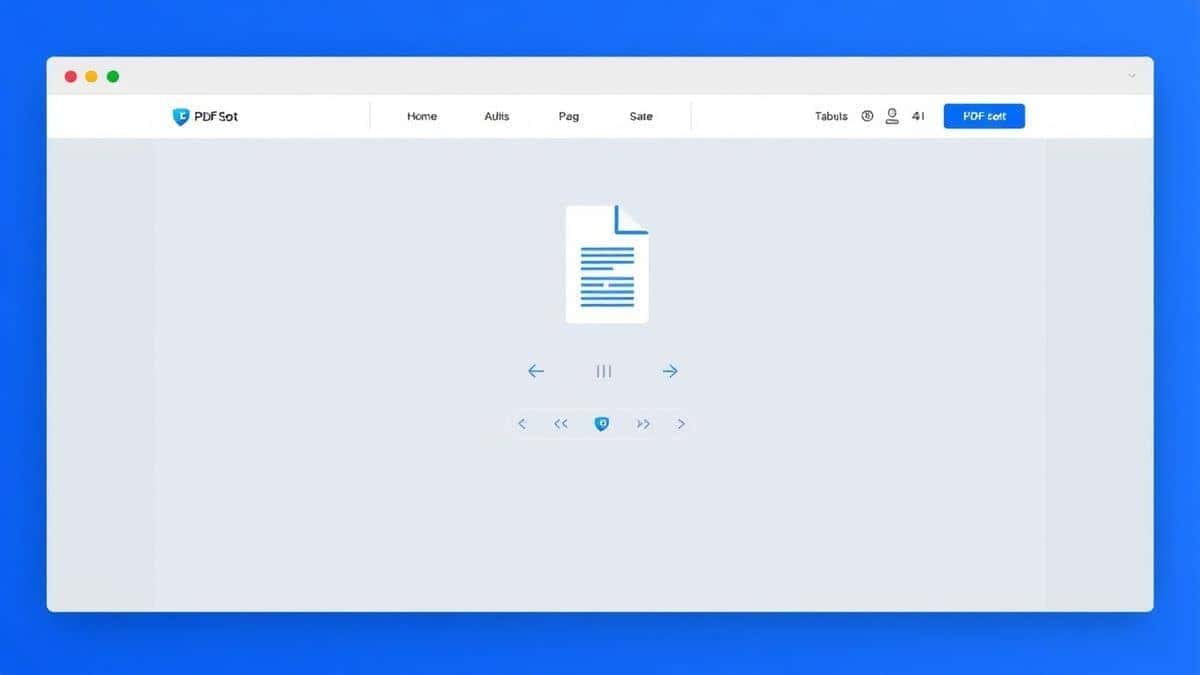 clean modern web interface showing pdf upload area with rotation controls, minimalist design with blue accents