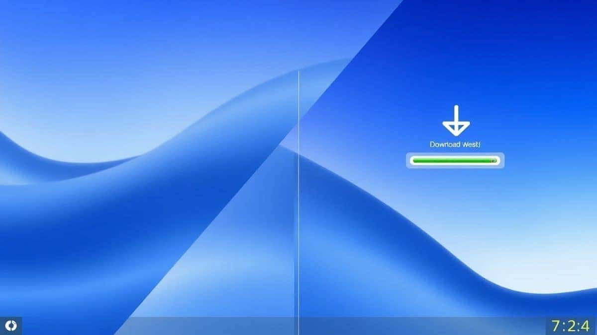 split screen showing upload interface on left and download button on right with progress indicator split screen showing upload interface on left and download button on right with progress indicator