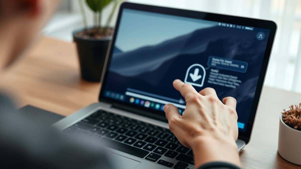 person clicking download button on a laptop after successful video processing