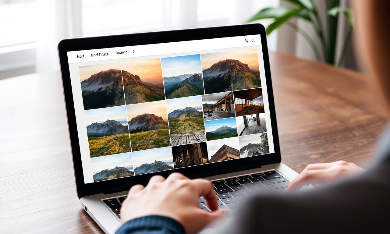 person uploading multiple images to rotate image tool on laptop with simple arrow buttons