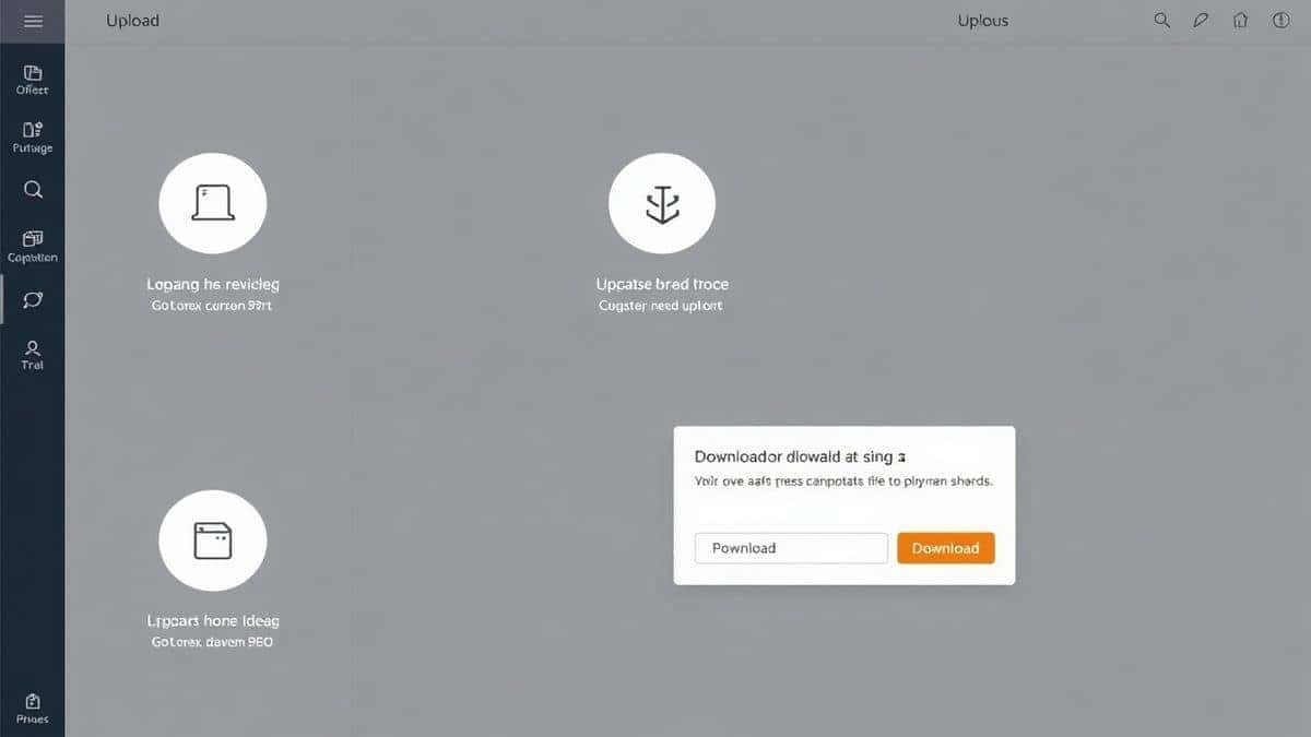 upload process download steps modern interface minimalistic design