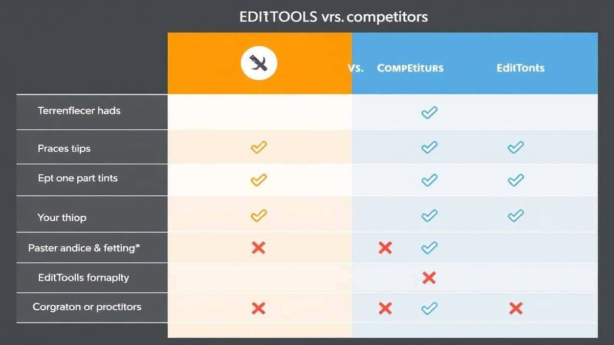 infographic style comparison showing software vs online tools with checkmarks and x marks