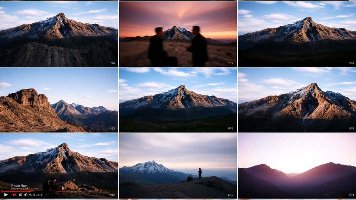collage showing youtube thumbnails animation frames and photography stills from video